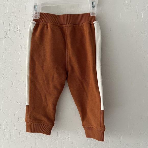 Dip Apparel Boys Color Block Sweatpants, Baby Boy Size 3-6M, Burnt Orange, White - Picture 3 of 3